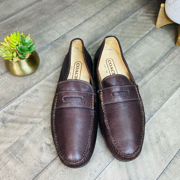 COACH Neal Brown Nappa Leather Penny Loafers Mocs Men's Size 9.5M - Picture 2 of 7